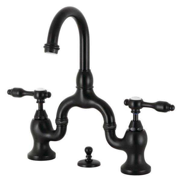 Kingston Brass Bridge Bathroom Faucet with Brass PopUp, Matte Black KS7990TAL